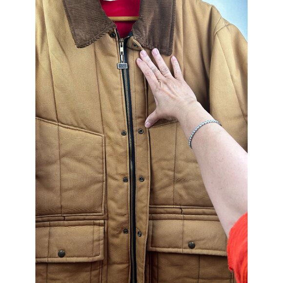 Vtg Walls Blizzard-Pruf Quilted Barn Coat Mens L Brown Corduroy Collar Workwear - Picture 6 of 16